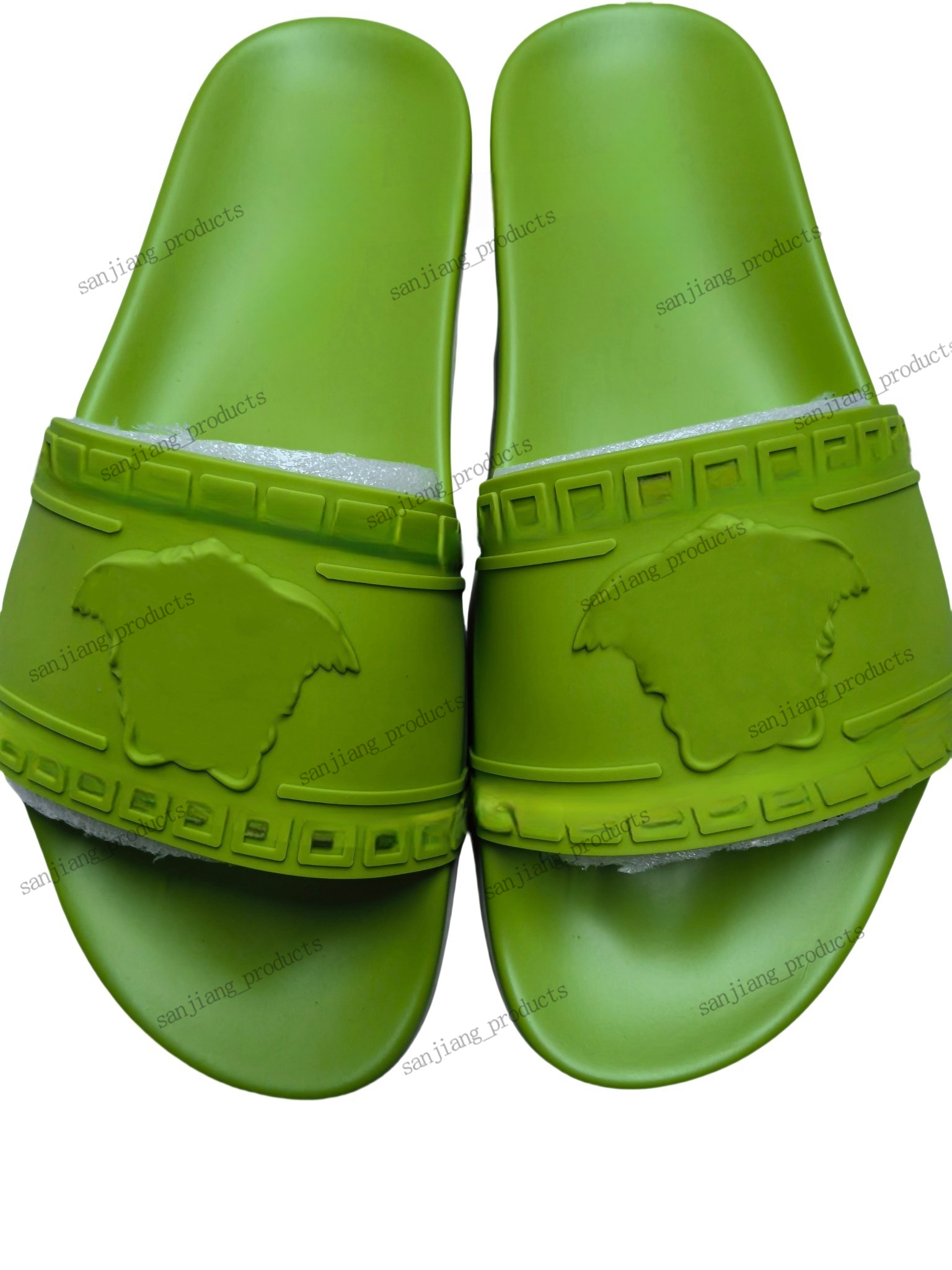 Luxurys Barocco Metal Head Logo Sandalo Sandalo Slifori da donna Ufficio da donna Nuovo cursore SANSALE Slide di alta qualità Slide Designer Fase di Scheda Casual Spazza Flat Summer Beach Muli