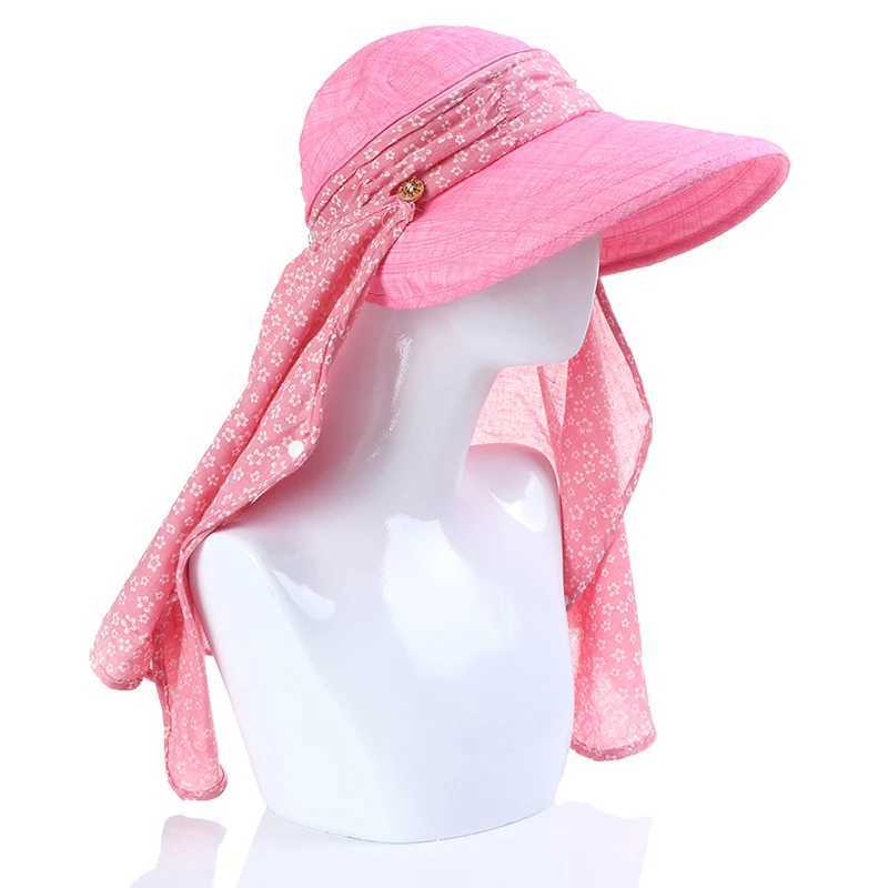 Brede rand hoeden emmer hoeden zomer dames buiten sport zon hoed 360 graden zonne -uv bescherming zon hoed afneembare zon hoed 240424