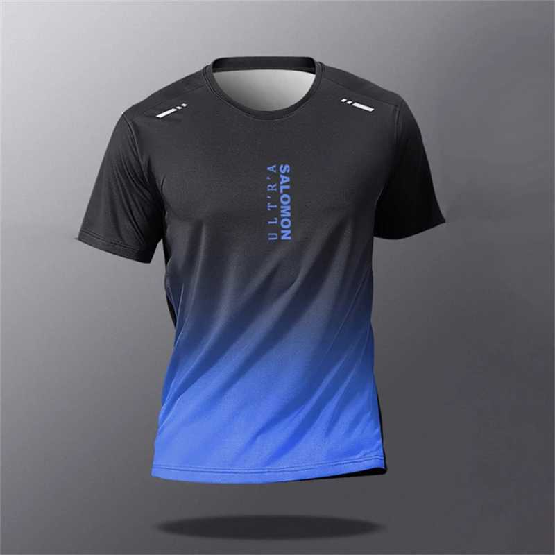 T-shirts masculins T-shirt imprimé dégradé de mode pour hommes Summer Soufflent à manches courtes Tops extérieurs T-shirt sport de fitness