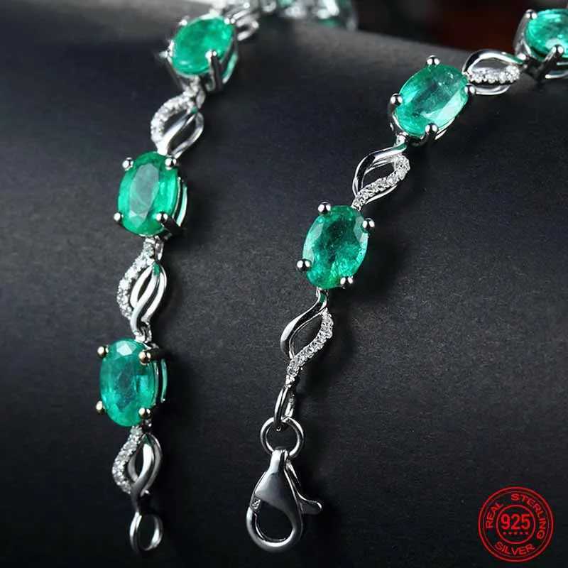 Ketting 925 Sterling Silver Emerald Bracelet Chain For Women Fashion Jewelry Accessories