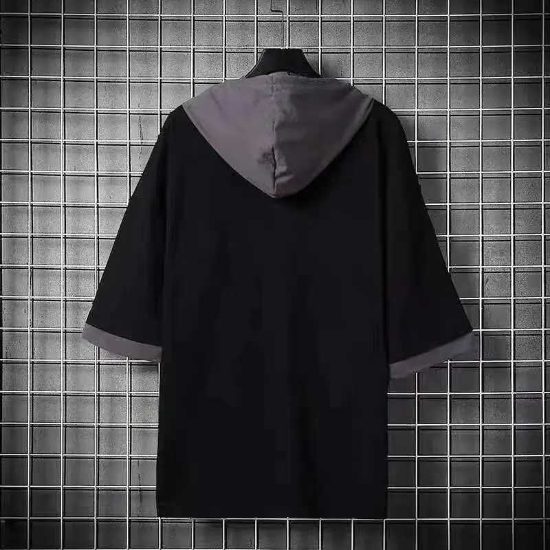 Herr t-shirts Summer Mens T-shirts Japan Harajuku Fashion Streetwear Short Sleeve Hooded Tops Tees Casual Men Clothing Printed T Shirts Menl2425