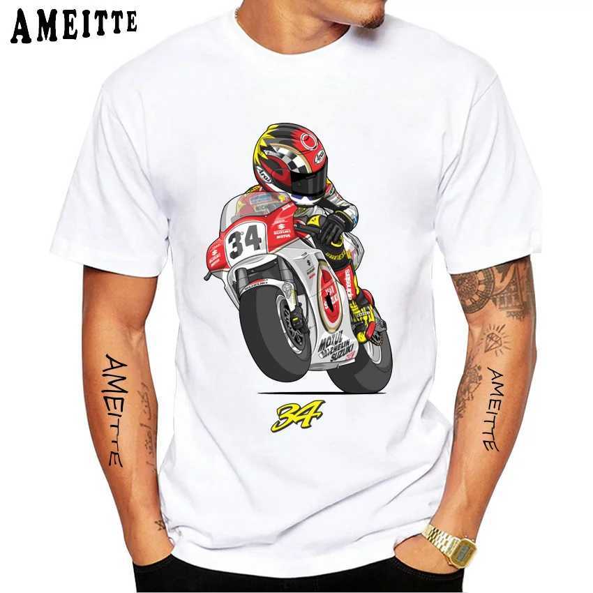 T-shirt maschile Kevin Schwantz #34 T-shirt classico New Summer Men Short Slve GS Adventure Motorcycle Sport Casual Boy White TS Tops T240425