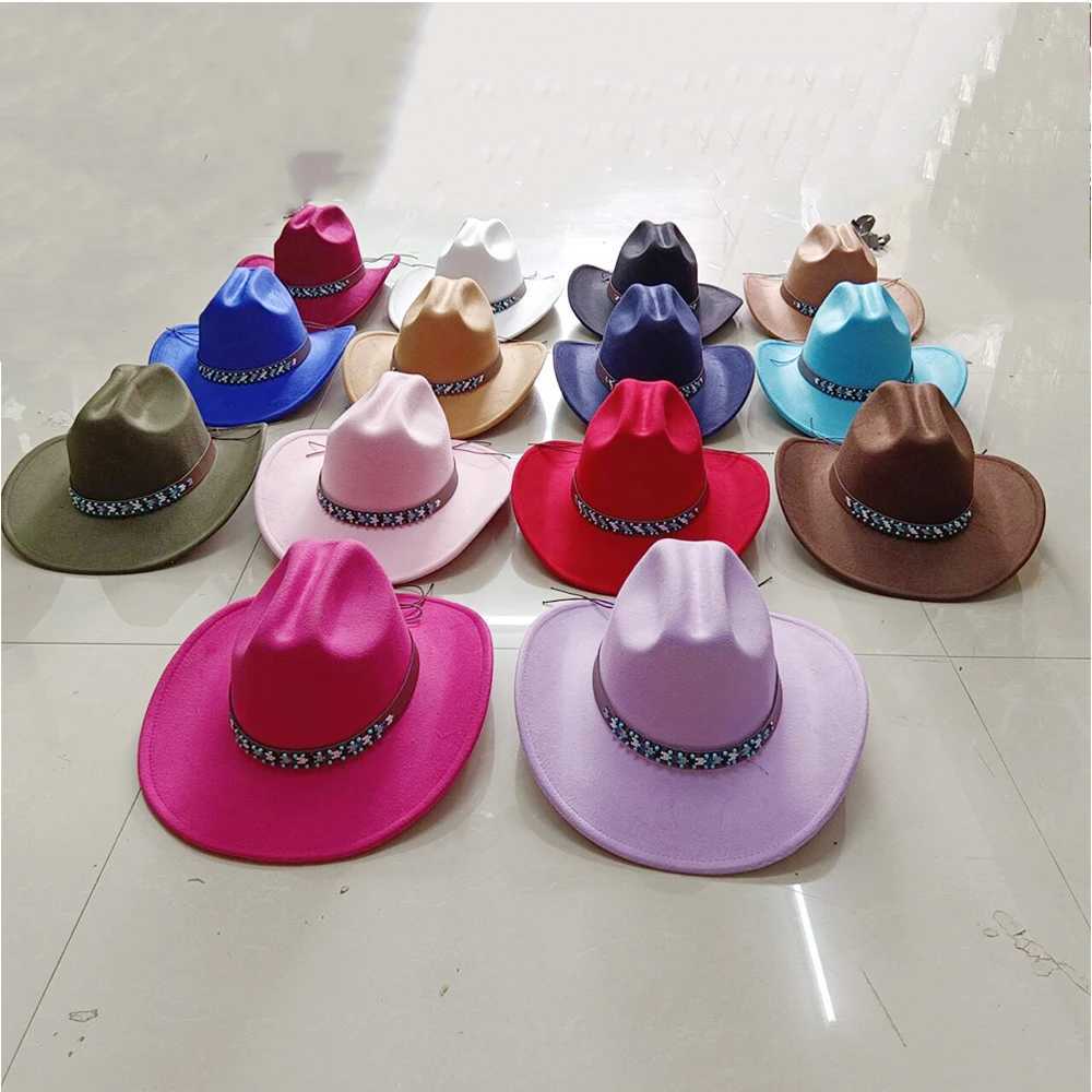 Brede rand hoeden emmer hoeden heren westerse dames cowboy hoed heer jazz hoed retro accessoires wijd pik viel fedora hombre y240425