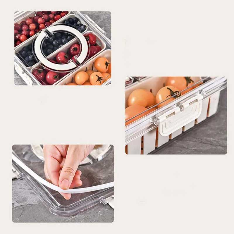 Matbesparare Förvaringsbehållare 1 husdjursskyddslåda med lock och handtag som kan delas upp i bricka frysta förvaringskök krydda behållare H240425