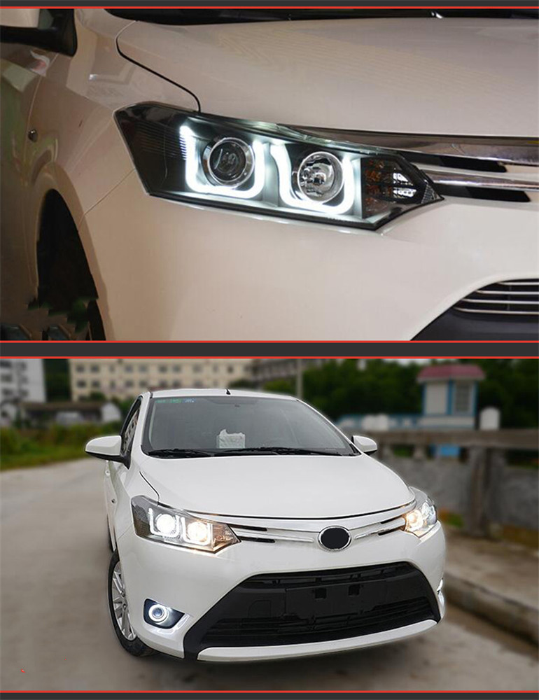 Montagem de luzes do carro para o farol de Toyota Vios LED 20 08-20 16 DRL SINAL Turn Signal Beam Anjo Angel Head Lamp