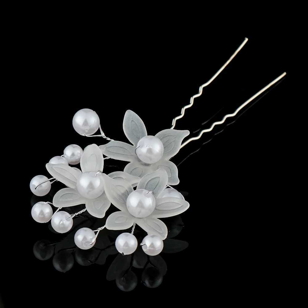Gioielli capelli da sposa cristallo perle Hairpin a forma di fiore a forma di forno a pelo rhinestone perle perle forche