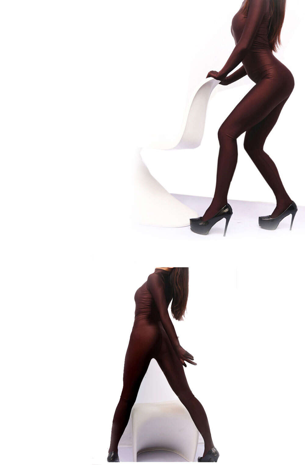 Combinaison sexy pour les femmes clubswear bodycon élégant zentai brillant lisse tortleneck bodys plats un morceau de doigt un doigt club nocturne