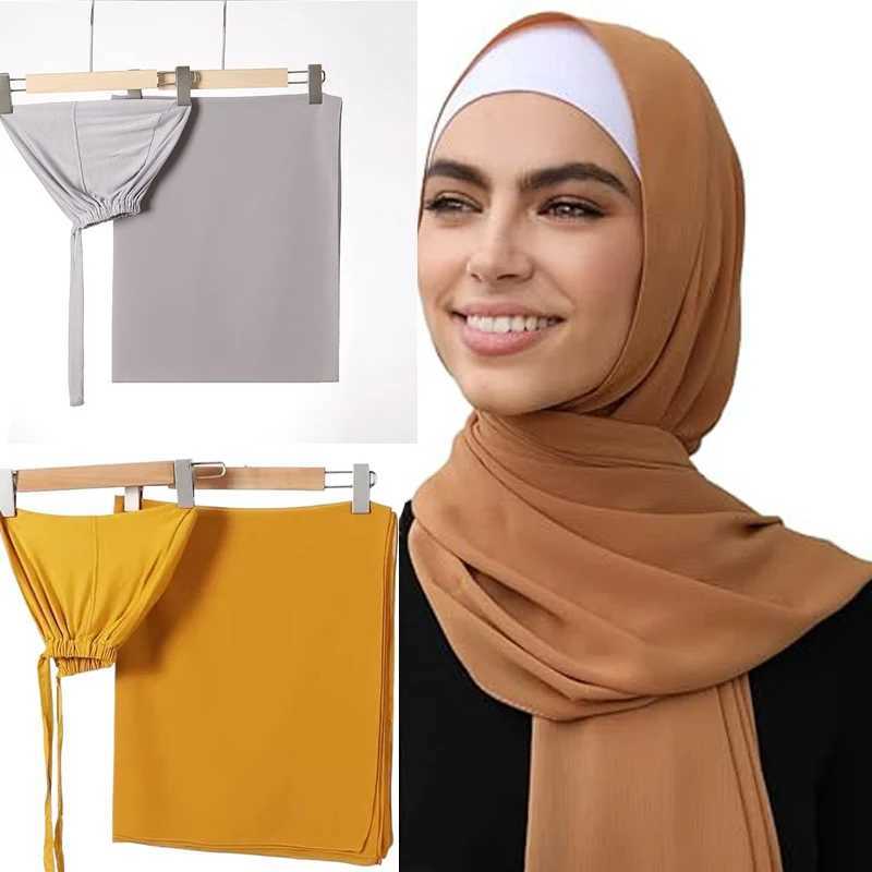 Hijabs Set Cascs Hijab Classic avec un pavillon de châle d'écharpe en mousseline de mousseline léger pour une utilisation quotidienne D240425