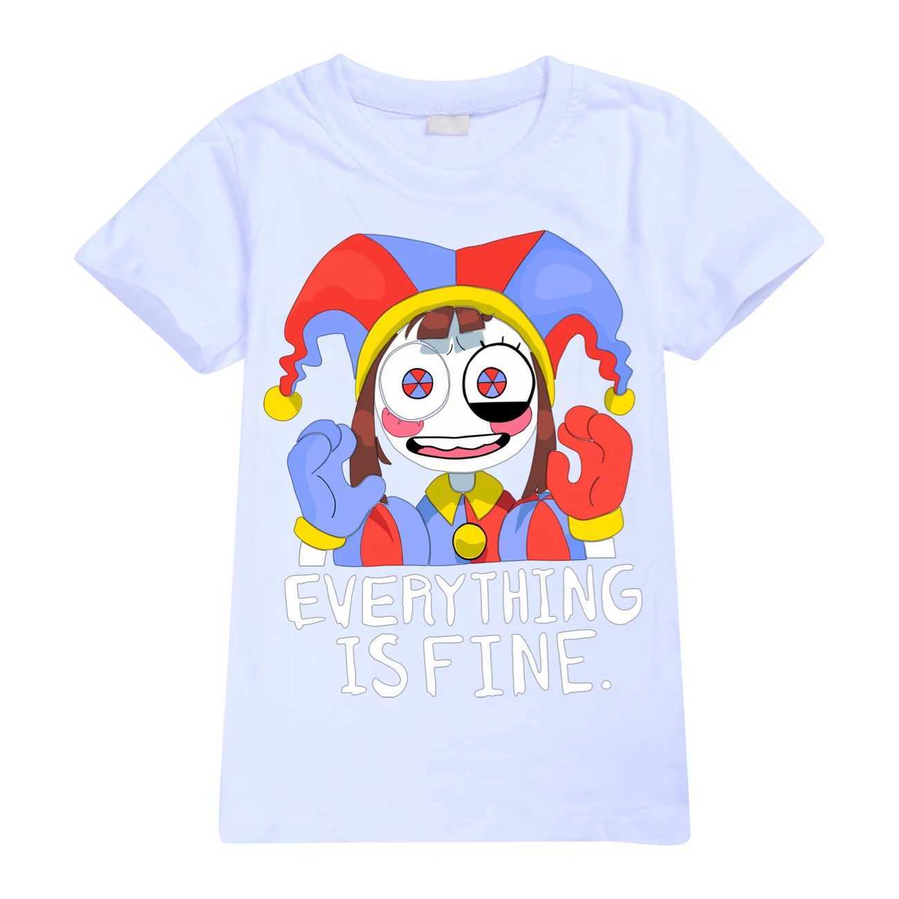 T-shirts Cute Pomni T-Shirts Children The Amazing Digital Circus Short Sleeve Casual Fashion Printed Boys Girls Tops Spring SummerL2404