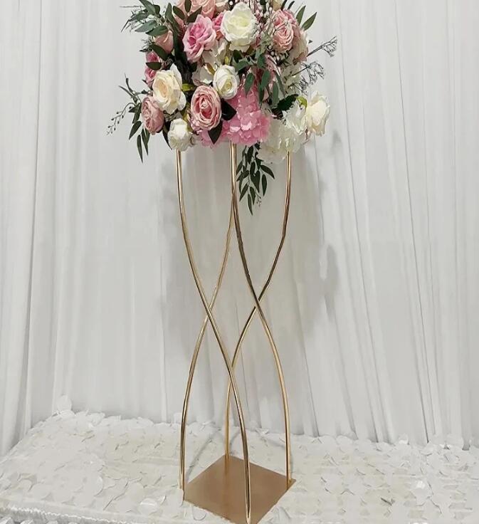 Vases Gold Flower Stand Metal Road Lead 35 Inches Wedding Table Centerpiece Flowers Rack For Event Party Home Decoration