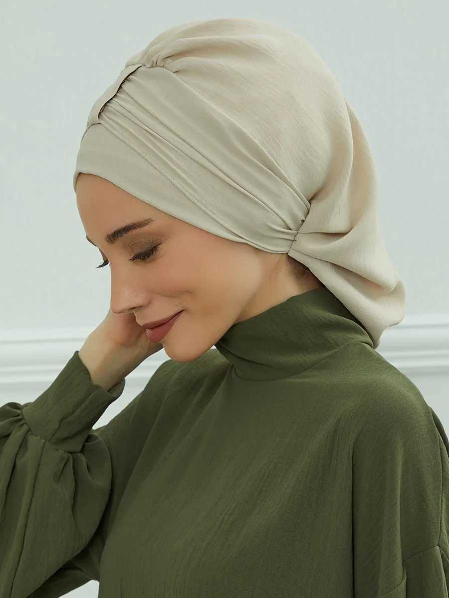 Hijabs Muslim Instant Instant Turban Pure Stretch Hijabs Interior para Caps Pronto para usar lenço de cabeça para mulheres sob o capô D240425