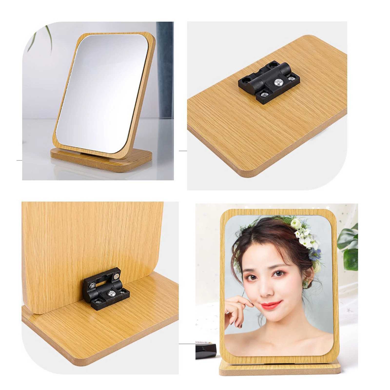 Specchi semplici specchio in legno specchio da donna scrivania comestro specchio portatile portatile specchio rimovibile moda pieghevole specchio da vanità all'ingrosso