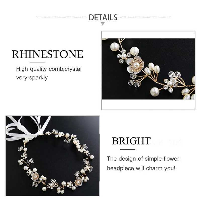 Wedding Hair Jewelry Crystal Pearl Bridal Tiaras Fairbass Hairpins Druhna Diamante Hair Vine Akcesoria Wedding Jewelry D240425