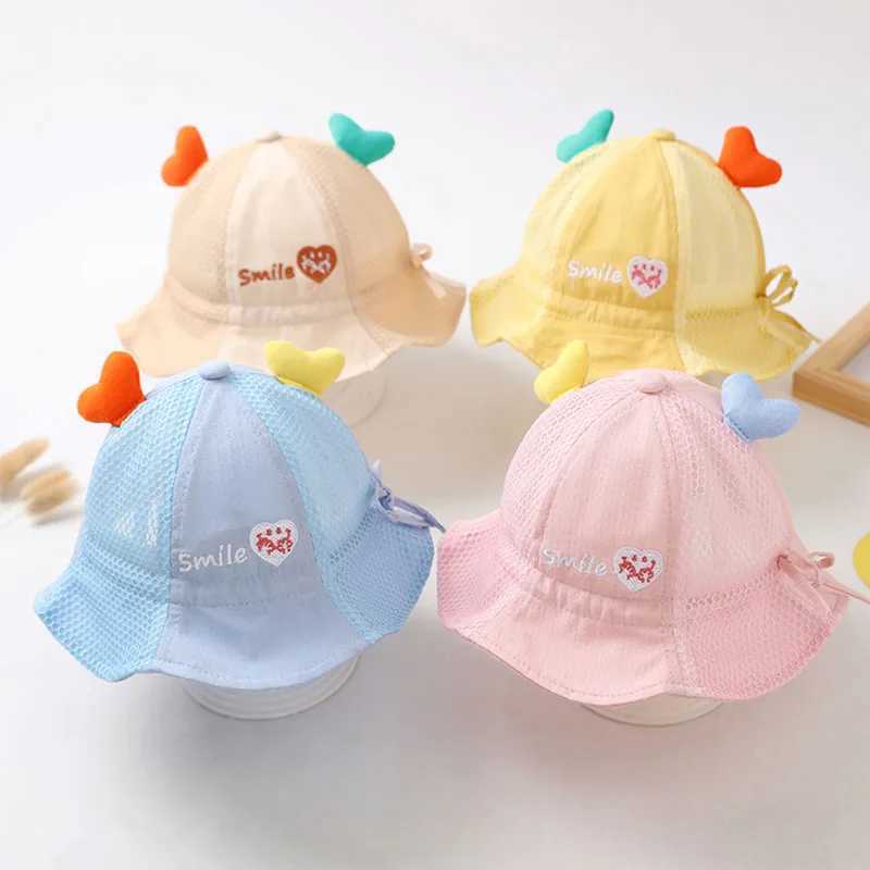 Caps chapeaux d'été bébé filles maillage extérieur chapeau de soleil mignon pouce rose pour enfants