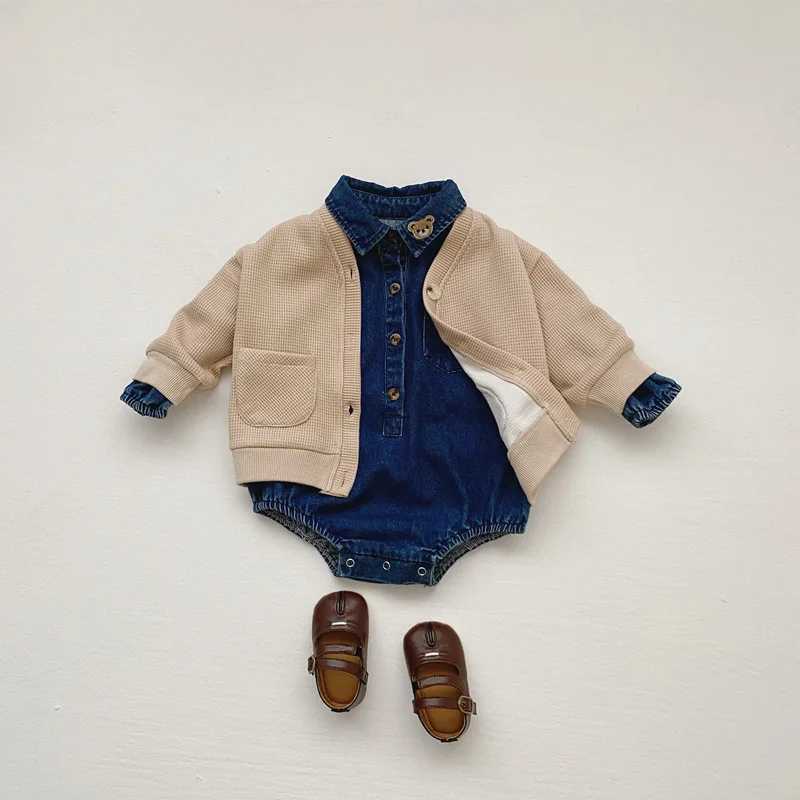 Rompers Baby Bodysuit Rechazos de collar de una pieza ropa de mezclilla para niños H240425