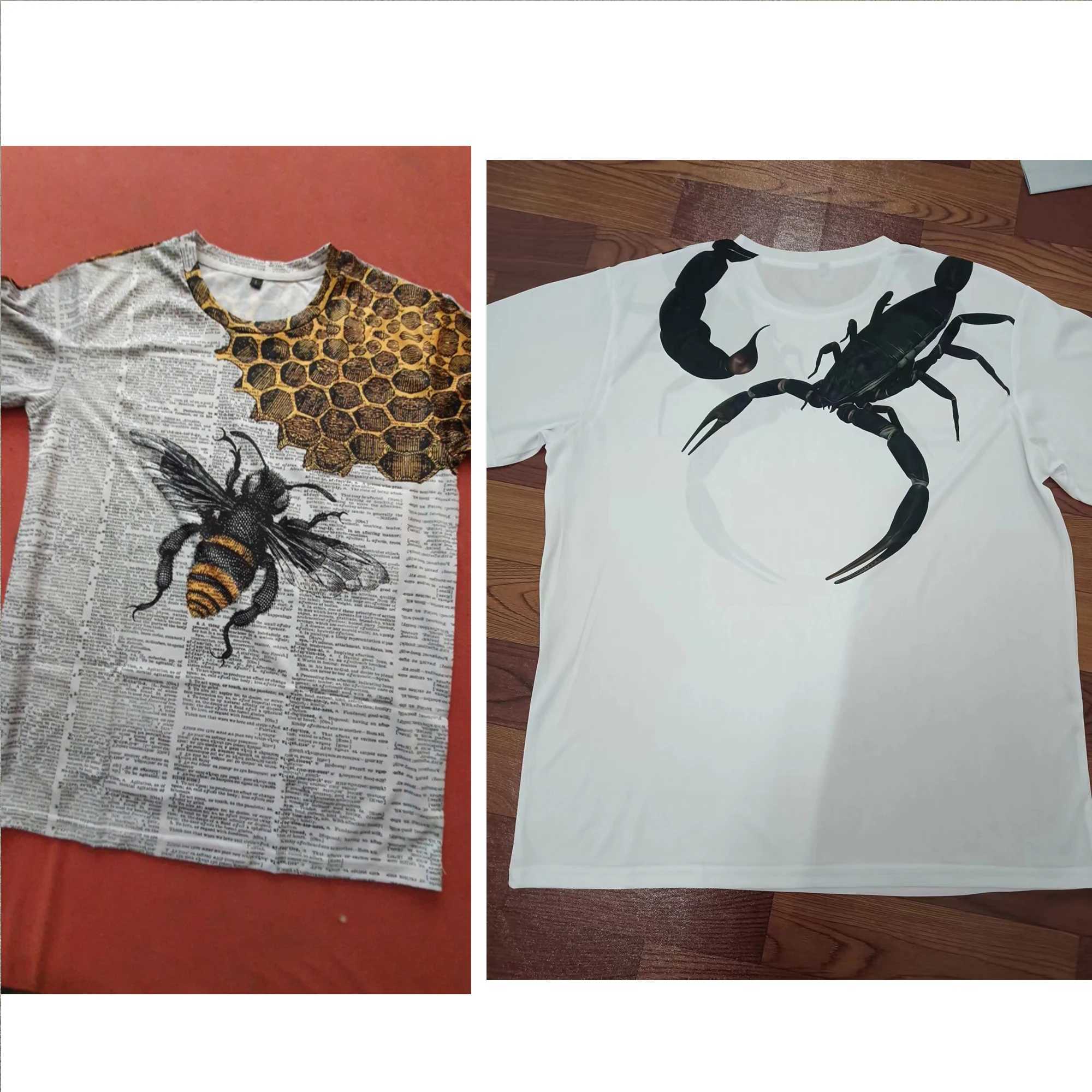 Camisetas de camisetas masculinas escorpião animal 3D Treme de grande tamanho Y2K Roupas de roupas de manga curta de manga curta Hip-hop masculino masculino de rua ginástica Teel2404