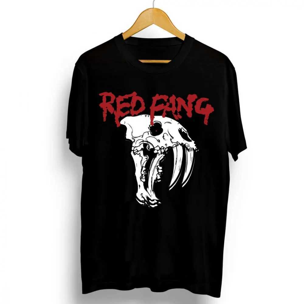 Men's T-Shirts Camiseta de algodo estampada grfica colmilho vermelho engraado masculino camiseta gola redonda manga curta moda Harajuku vero fresco 2024 H240425
