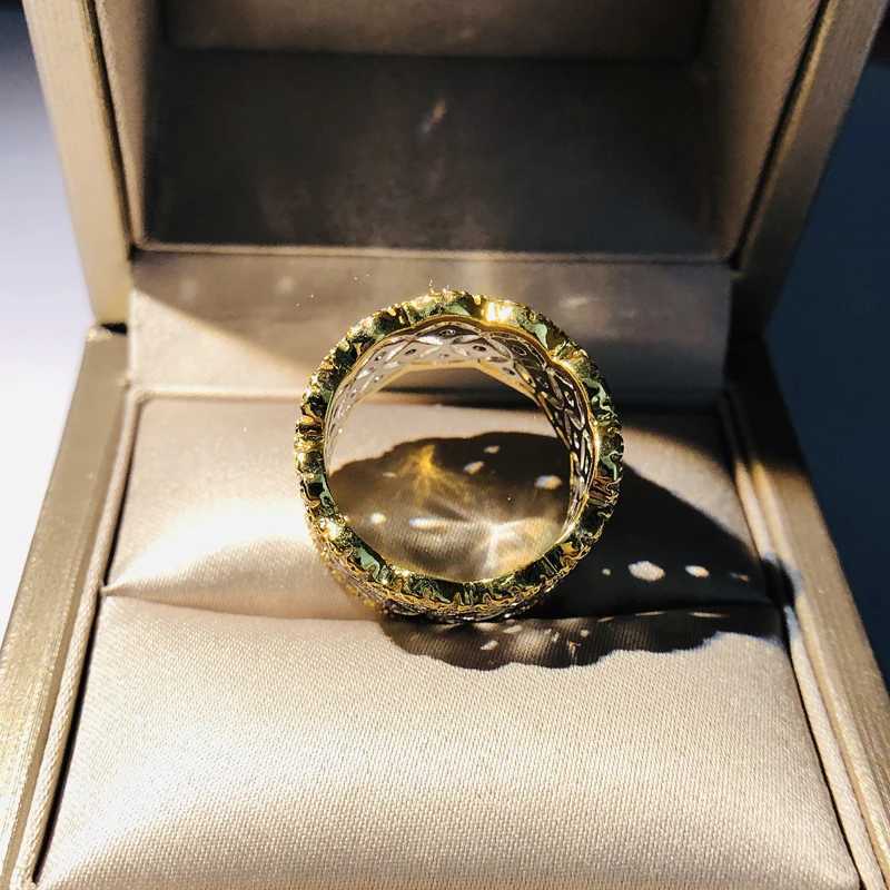 Bandringen groep zirkon sterren ring kroon vorm geometrische golvende sieraden mannen punk stijl mode verloving bruiloft voor vrouwen H240425