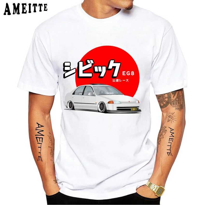 T-shirts masculins Ameitte Jdm 1995 Old Civic Eg8 Sports T-shirt New Hommes Short Slve Anime Cartoon Car Art T-shirts Boy Casual Japan Ts Shirts T240425