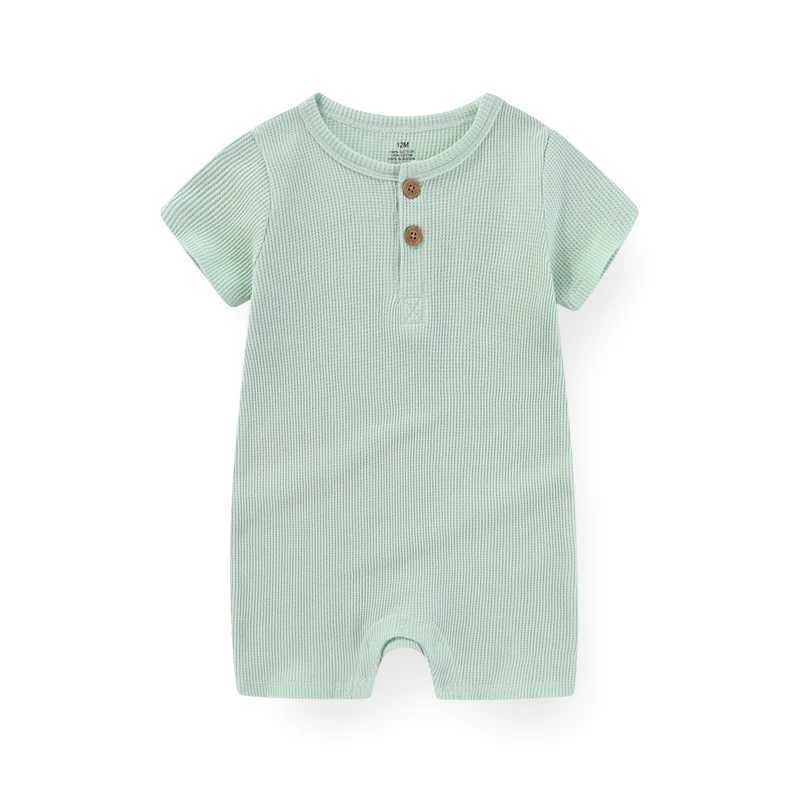 Rompers Kiddiezoom Fashion Four Seasons Unisex Solid Short Sleeve Baby Boy Girl ROMPERS 100%Baumwollweiche Neugeborene Jumpsuit Kleidung D240425