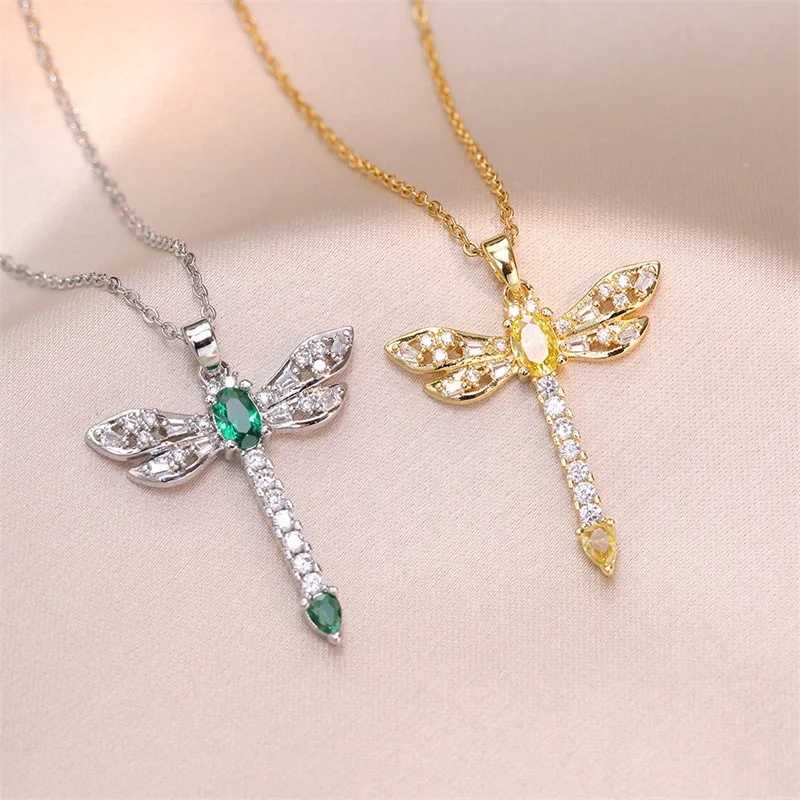 Pendant Necklaces Fashionable Classic Micro Jewelry Cute Dragonfly Necklace Innovative and Personalized Stainless Steel Versatile Clavicle Chain