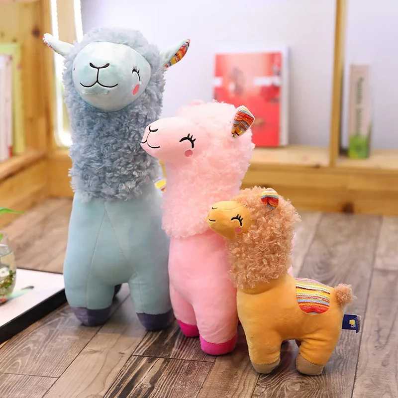 Plush Dolls 25cm Smile Alpaca Llama Plush Animals Toy Cute Stuffed Doll Household Throw Pillows Home Decoration Kids Toys Birthday GiftsL2404