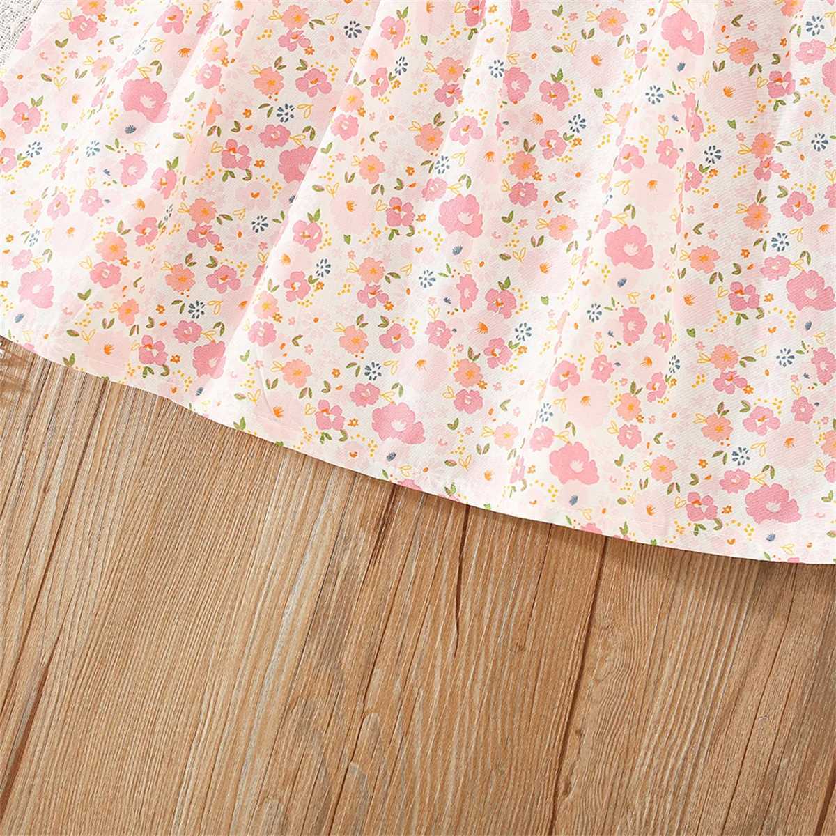 Mädchenkleider kleine fragmentierte rosa große Bogenkleid Kleid neue Sommermädchen Baby Bubble Ärmel Süße Mädchen Kinderkleidung D240425