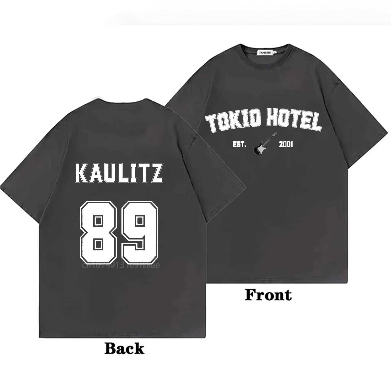 T-shirts voor heren Tokio Hotel Cotton T-Shirt Rock Band Kaulitz Back Print Duitsland ESS Zomer Korte mouw Zwarte mouw Zwart T-shirt Men Women Plain Dessl2425