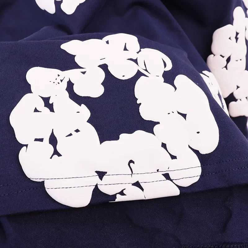 Camisetas masculinas 24sss moda casual kapok t-shirt impresso para homens de algodão de alta qualidade cinza opendendo com o rótulo H240425
