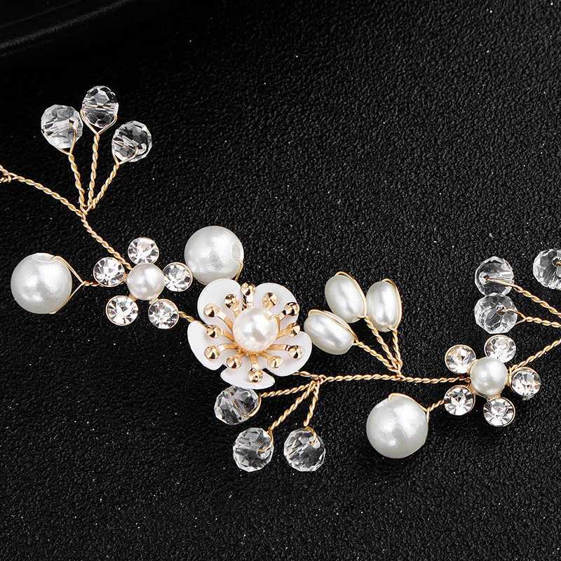 Wedding Hair Jewelry Crystal Pearl Bridal Tiaras Fairbass Hairpins Druhna Diamante Hair Vine Akcesoria Wedding Jewelry D240425