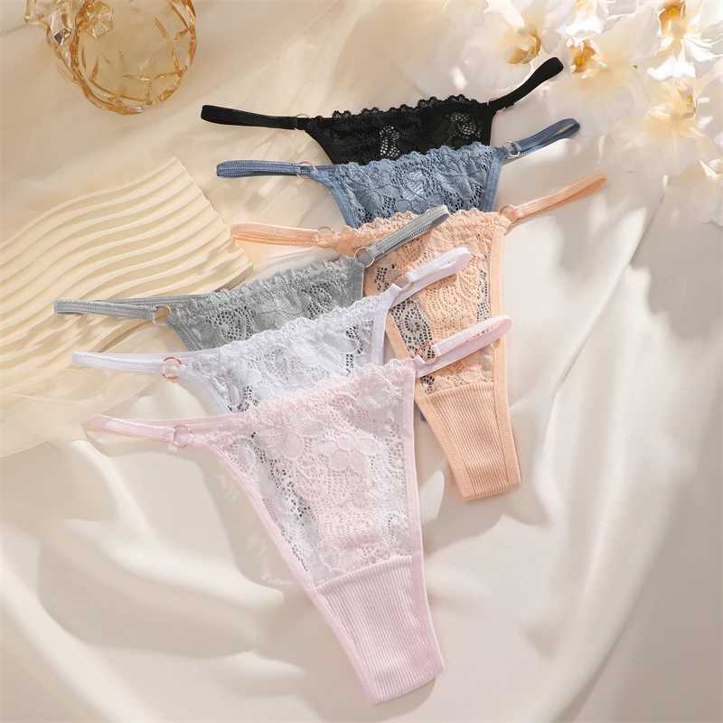 Slievi mutandine biancheria intima floreale di cotone donne a basso ascesa con fibbia in metallo infradito sexy prospettiva g-corda femminile lingerie traspirante Y240425