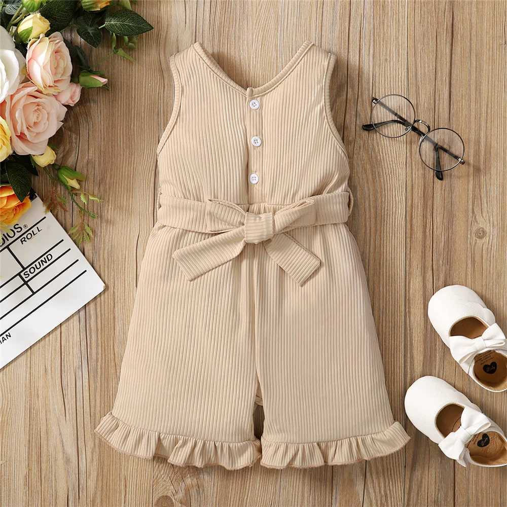 Rompers 1-5 jaar peuter babymeisje kleren mouwloze bodysuit zomer mode jumpsuit baby kostuum schattige kinderen meisje outfit D240425