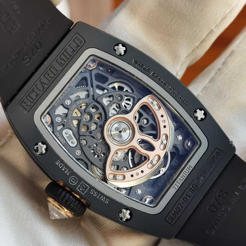 Mechanische Uhr Chronograph Armband RM Serie Schweizer Herge RM0701 Schwarzer Keramik Hohlwahl Diamant Black Lip Ladies Watch Automatic Machinery Swiss Famou G9qh