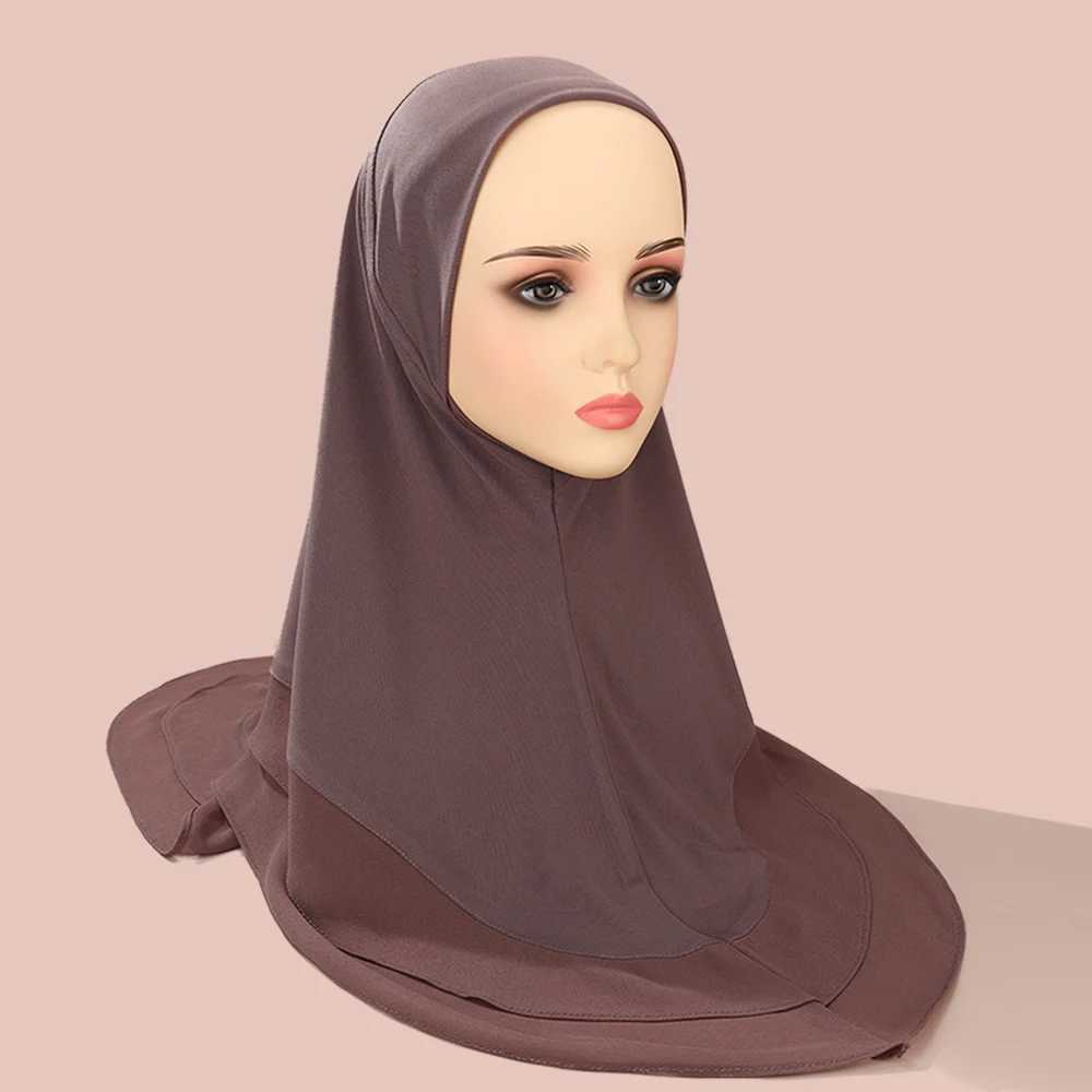 Hijabs Hijab musulman Middle Eastern Womens Turban Arabe Scarf Couleur solide Multipolor Crystal Linen double couche en mousseline de soie D240425