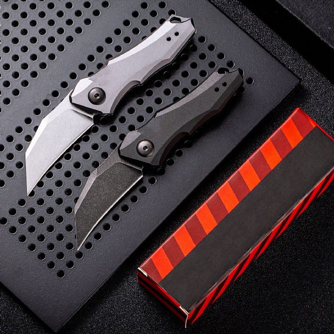 7350 Automatic Tactical Folding Knife 9Cr18Mov Black/White Stone Wash Blade 6061-T6 Handle EDC Pocket Knives With Retail Box