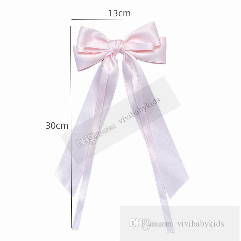 Niños Long Ribbon Bows Backpins encantadores Bows Satin Bows Princess Hair Boutique Barrettes Accesorios Z7884