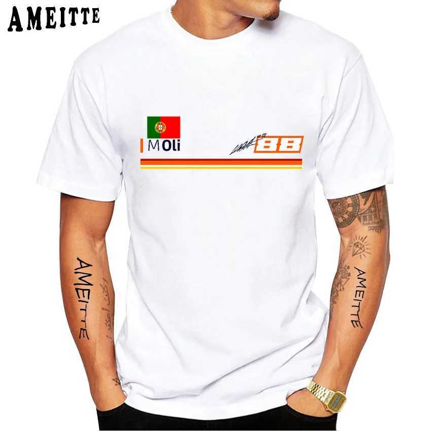 T-shirts masculins Miguel Oliveira 88 2023 GP Champion Rider T-shirt Nouvel hommes Short Slve Moto Sport Boy Casual Ts Motorcycle Riding White Tops T240425