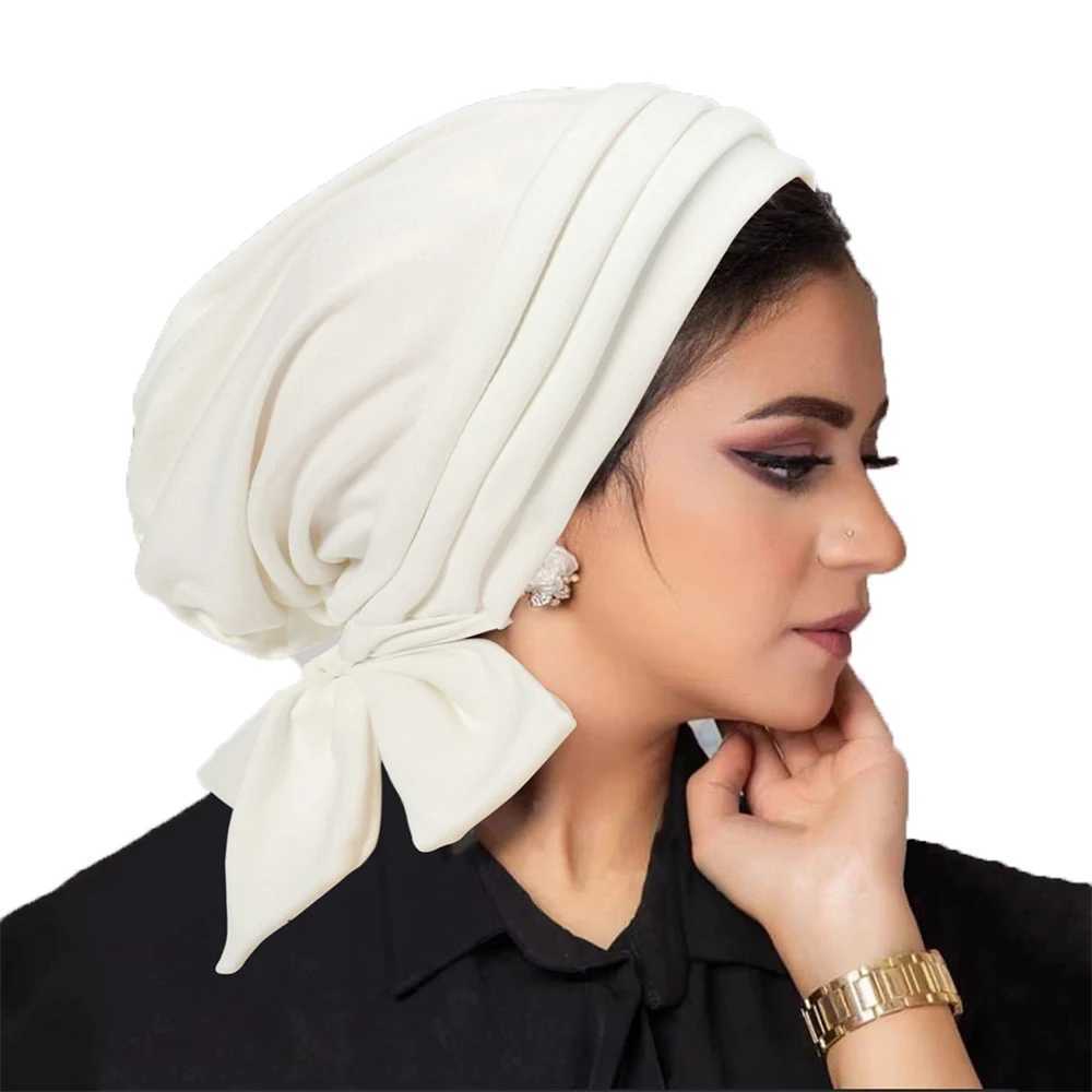 Hijabs vooraf verbonden moslimvrouwen hijab bonnet geplooide ruches tulband chemo cap onderstreept haarverlies hoed islamitische kanker hoofddeksels sjaal mujer d240425