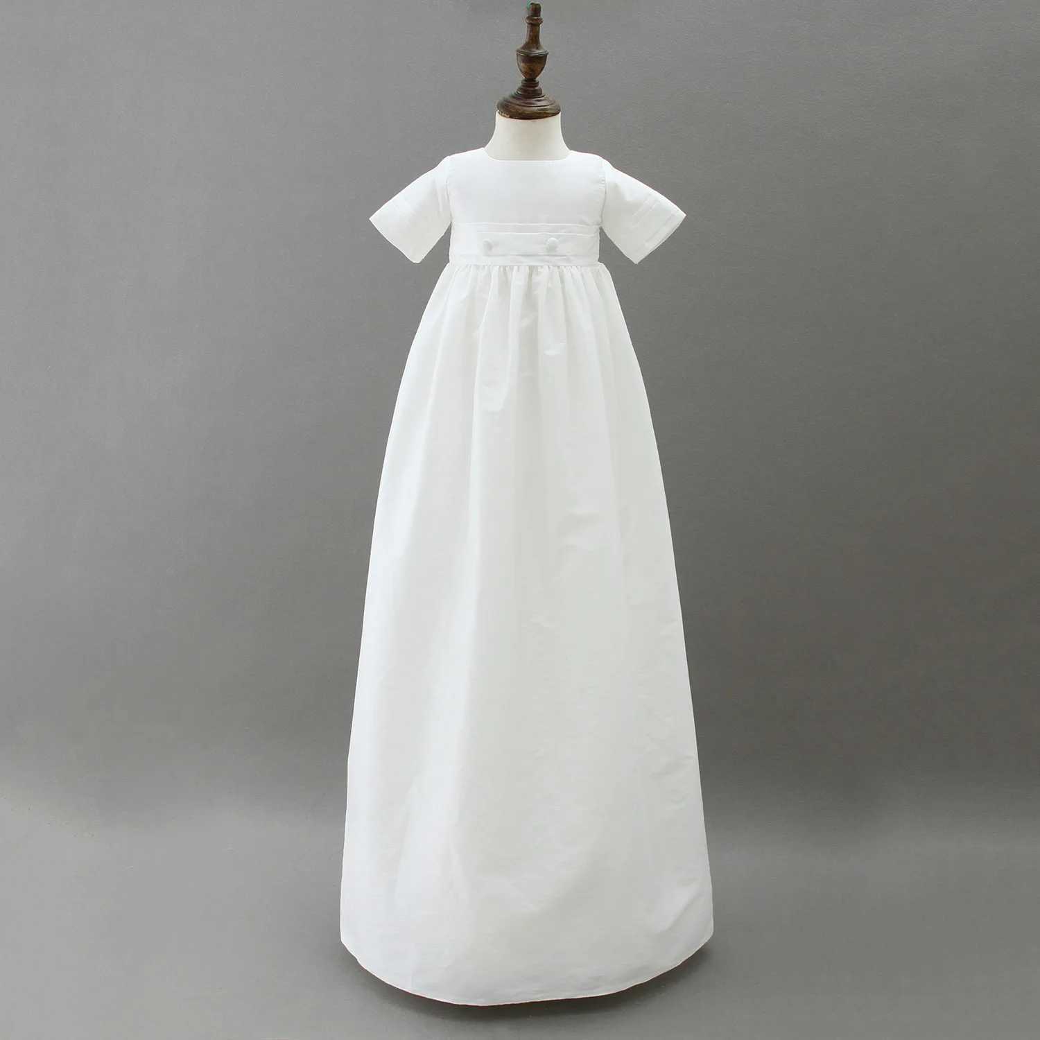 Girl's Dresses Solid Girl Boy long Dresses Christening Baby Baptism Clothes with Hat 0-2 Years d240425