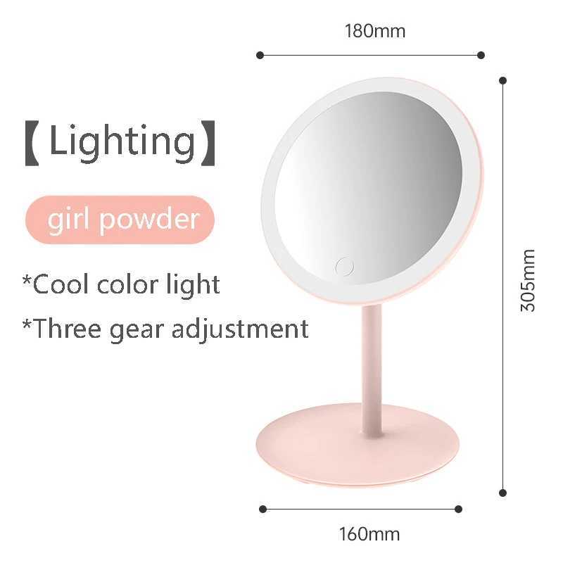 Miroirs Miroir de maquillage à miroir cosmétique LED avec lumière LED USB portable de bureau amovible miroir miroir léger Tricolor HD réglable USB