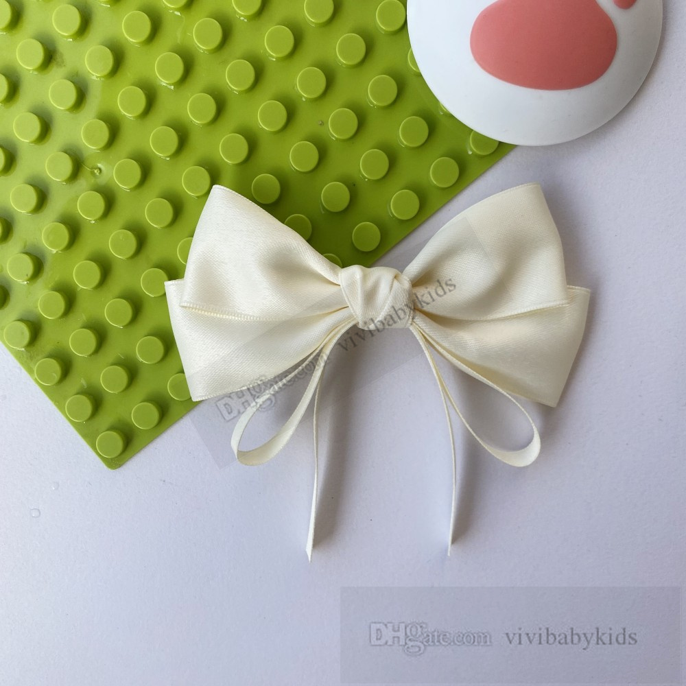 13.5CM Satin Bows girls hair cilp kids pure color ribbon Bows princess hairpins Favorite children's day party accessories Z7890