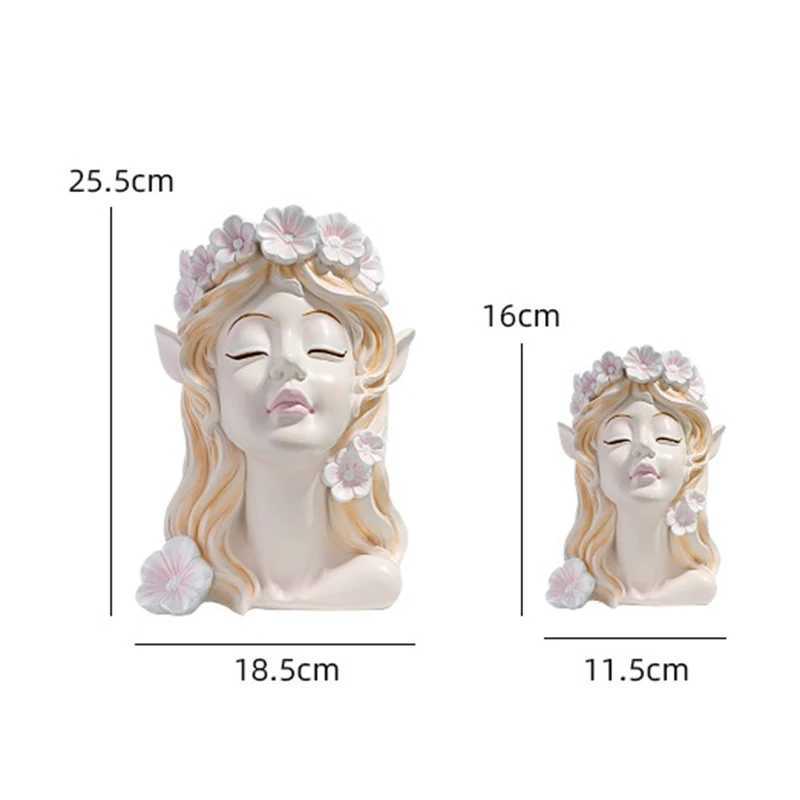 Vasi Nordic Resina Vasina Flower Fairy Angel Head Human Abstract Half Body Face Face Modern Home Interiotion Decoration