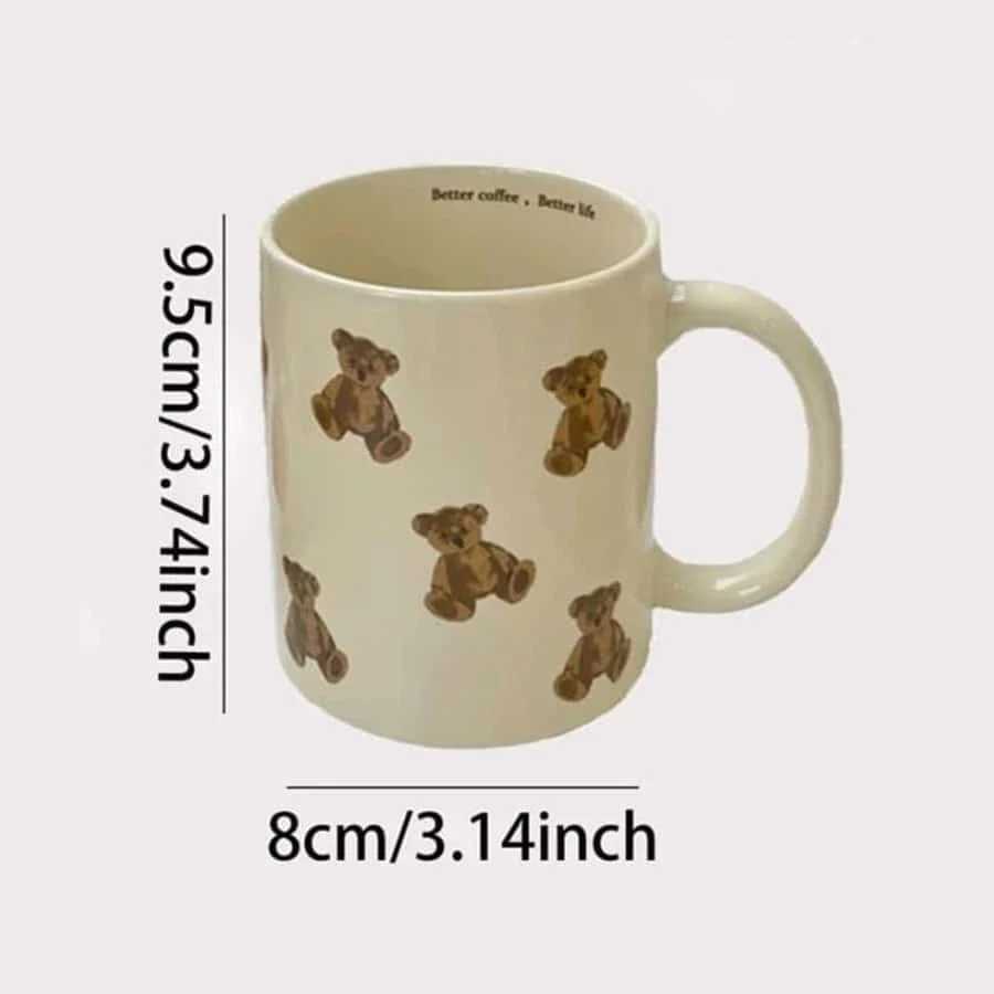 Tumblers 450ml Cute Bear Mug Ceramic Cup Fun And Novel Gift For Ladies Girls Coffee Drinking Water H240425