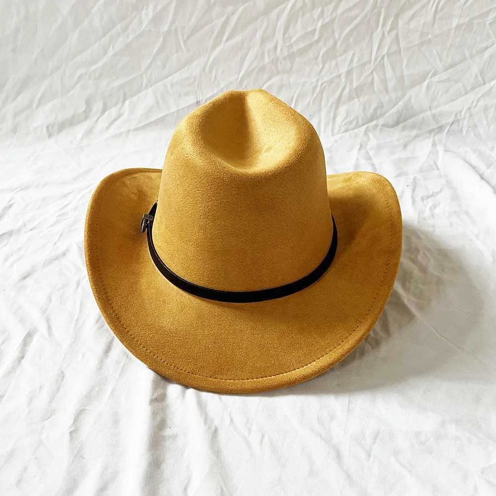 Cappelli larghi cappelli da secchio cappelli classici cappello da cowboy in pelle scamosciata da uomo in pelle scamosciata donna femmina jazz cappello jazz rotola