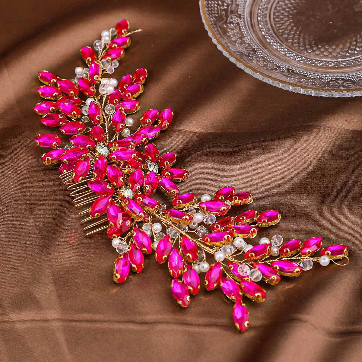 Wedding Hair Jewelry Luxury Gold Silver Color Women Hair Combs Wedding Bridal Hair Accessories For Women Crystal Rhinestone Head Jewelry d240425