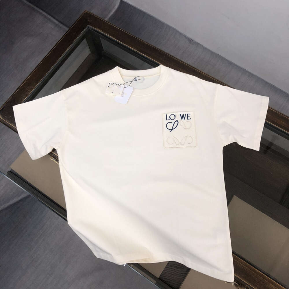 Version de haute version Luxury Luo Famille brodée de poitrine Broidered Pocket Men S and Women T-shirt à manches courtes en vrac avec toit inférieur