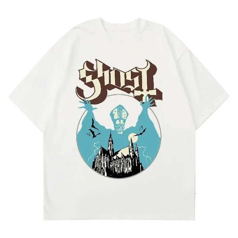 Herr t-shirts nya Ghost Band T-shirt kvinnor överdimensionerade mode coola london sångare fans esse sommar kort ärm tryck rock vanlig svart teesl2425