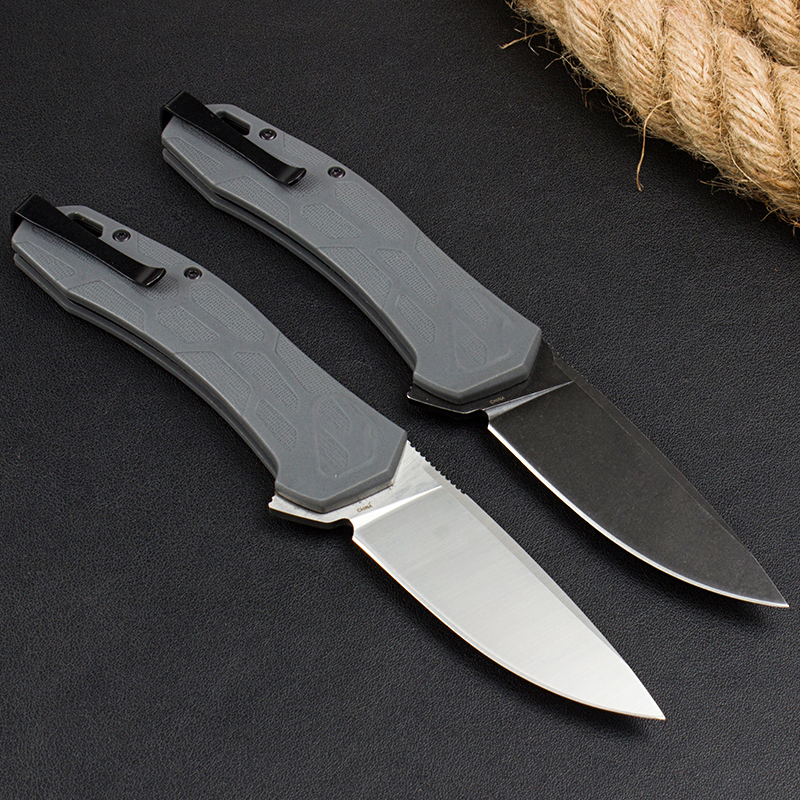 KS2042 KS2042 Flipper Assisté Couteau pliant D2 Black / White Stone Wash Blade GFN Handle Edc Pocket Couteaux avec boîte de vente