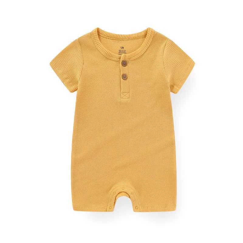 Rompers Kiddiezoom Fashion Four Seasons Unisex Solid Short Sleeve Baby Boy Girl ROMPERS 100%Baumwollweiche Neugeborene Jumpsuit Kleidung D240425