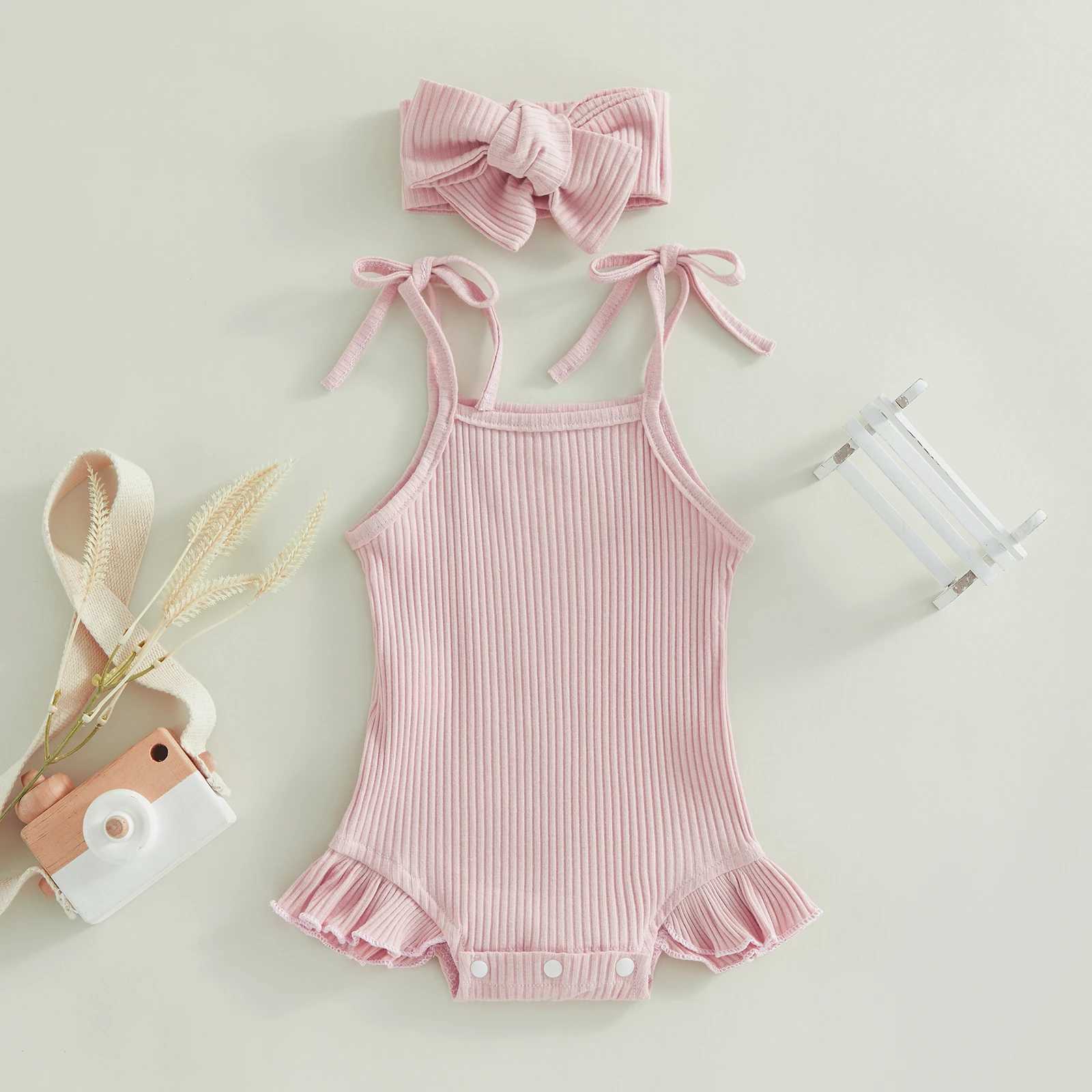 Rompers Ma Baby 0-18m recém-nascido infantil bebê meninas garotas madrões malhas bobina sem mangas macacão geral roupas de cor sólida d01 d240425